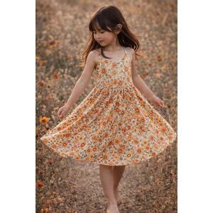 Shades Of Autumn Blooming Floral Wildflower Fields Twirl Dress 5/6